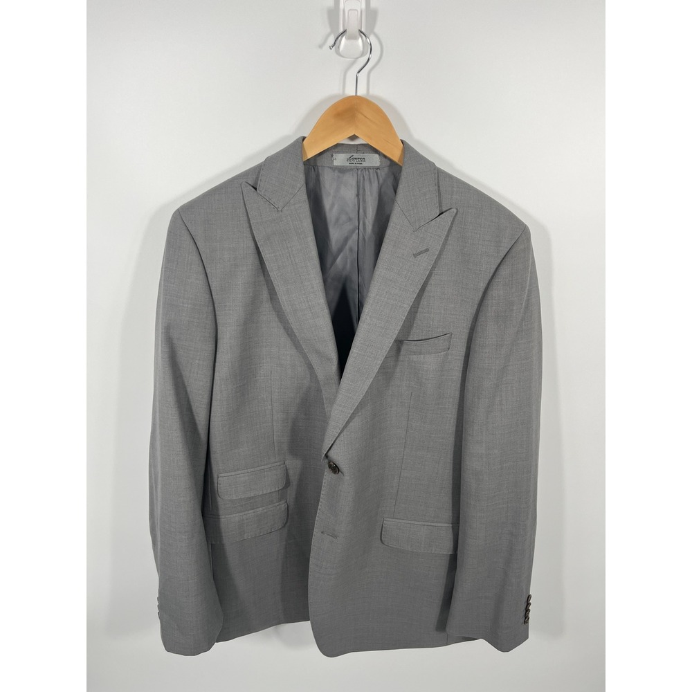 Lauren Ralph Lauren Mens 100% Wool Blazer 44R Grey Peak Lapel Pick Stitching‎